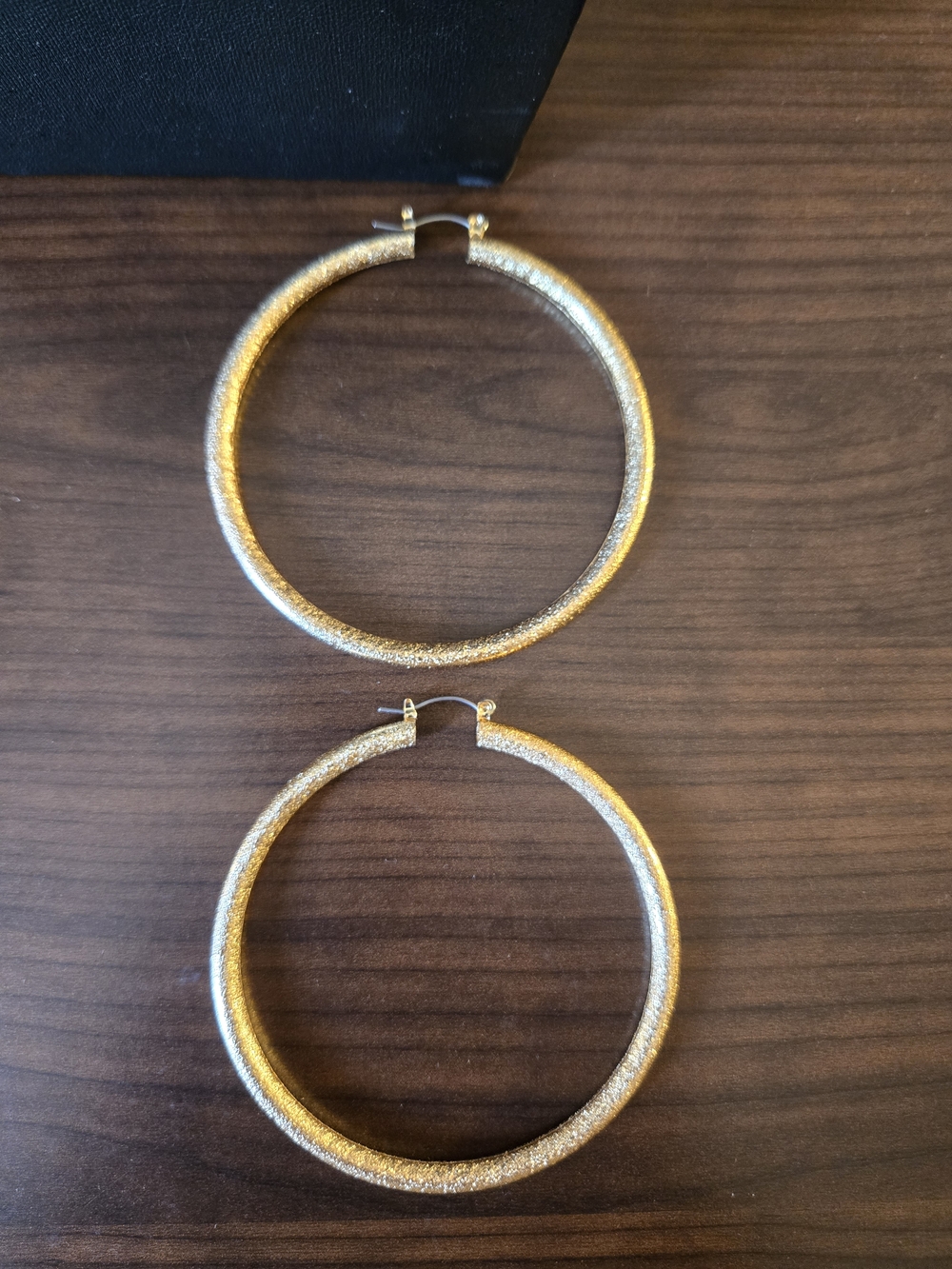 Gold Textured Hoop Earrings - Women's Jewelry